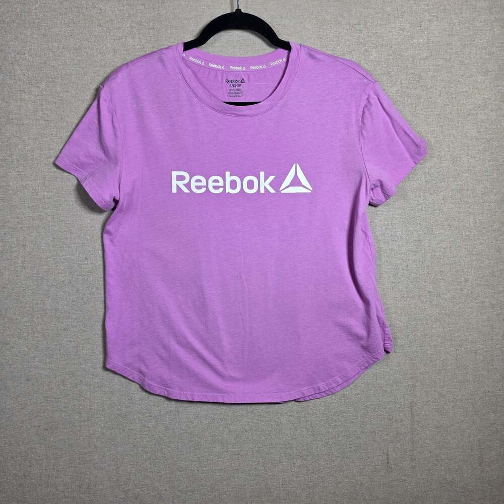Womens pink Reebok Logo short sleeve t shirt size Small
